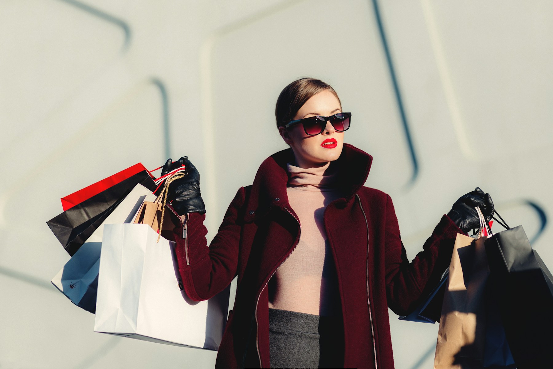 Clothing and accessories arranged for shopping